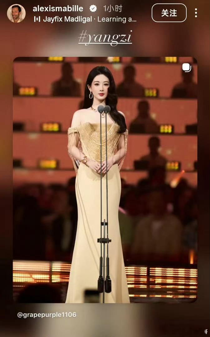 Alexis Mabille 认领了杨紫百花奖登台照 