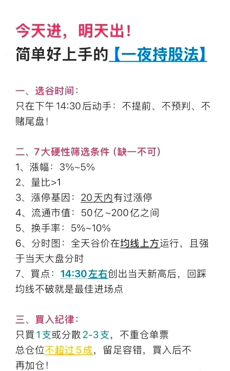 十二大炒股口诀+一夜持股法一夜持股法完整实操手册一、核心底层逻辑适配A股T+1规