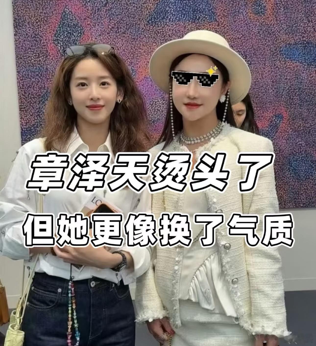 章泽天 烫头需谨慎章泽天新烫的羊毛卷还挺有范儿的啊！打破了以前的黑长直，多了点成