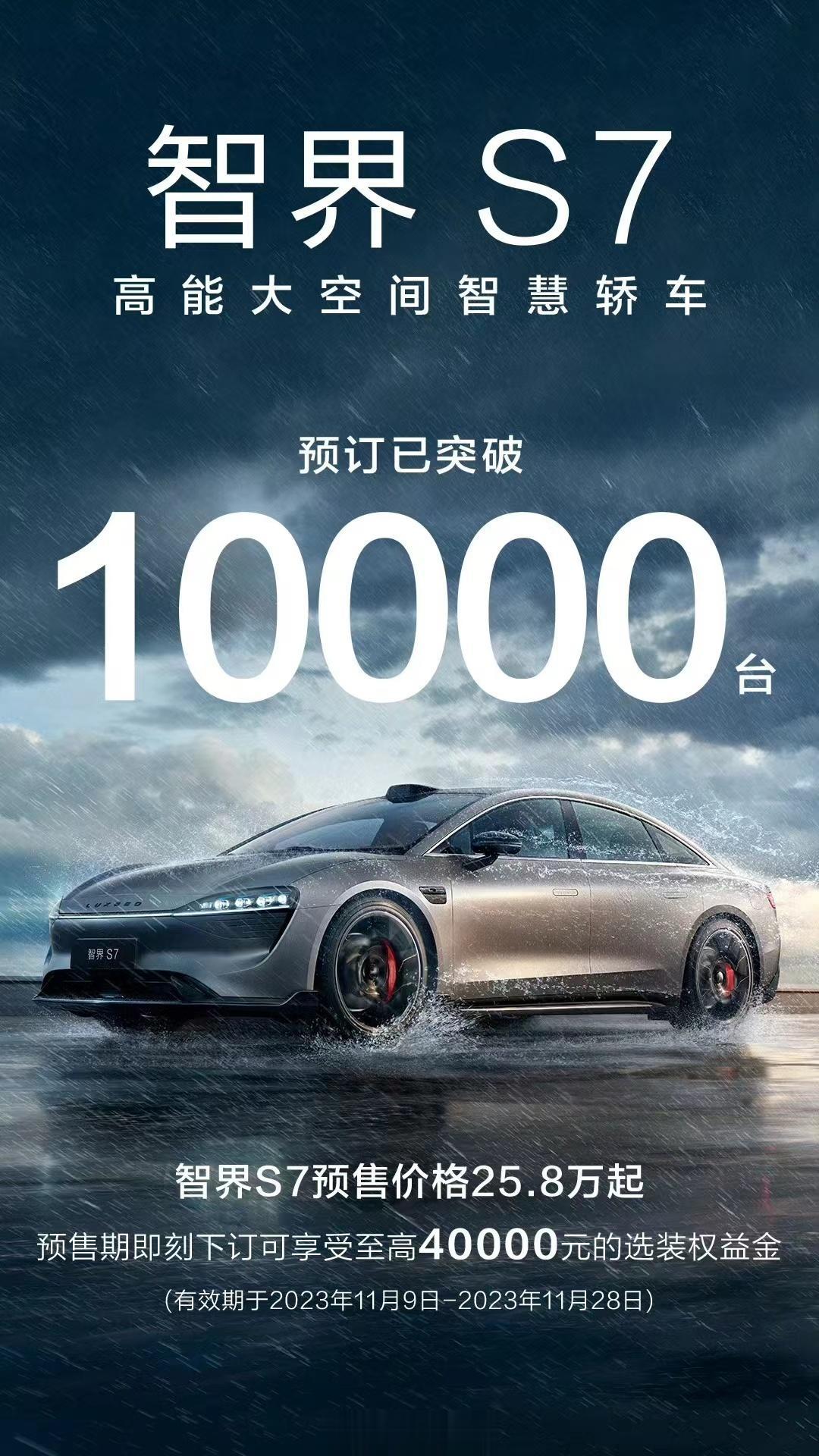 智界 S7，预定 1 万

现在华为出什么数据我都麻了.......