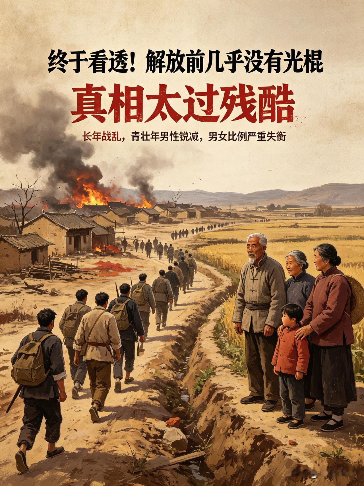 终于看透！解放前几乎没有光棍，真相太过残酷
 
很多人感慨：如今光棍越来越多，反
