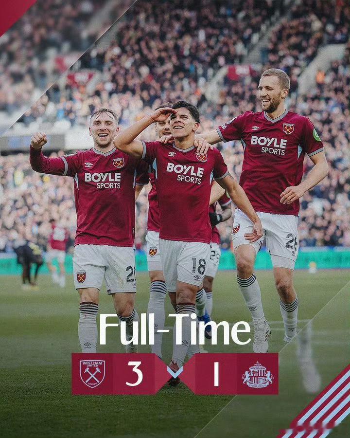 昨晚的西汉姆联作业很遗憾啊。被西汉姆联直接打穿了桑德兰，我以为顶多就是一球小胜的