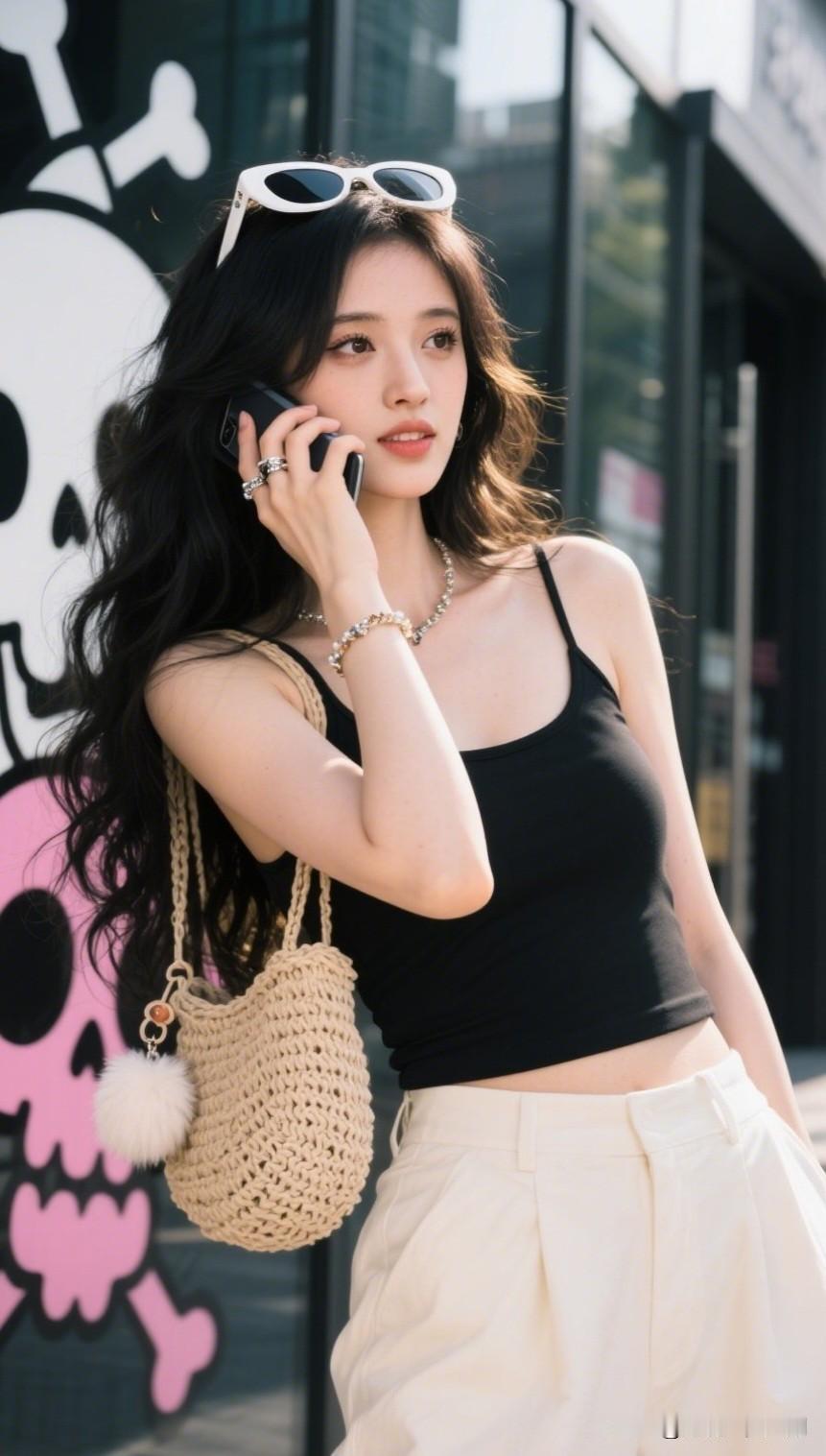 夏日穿搭指南🌞 黑色背心+米色长裤，搭配草编包，轻松自在！👗👠👜有哪些不