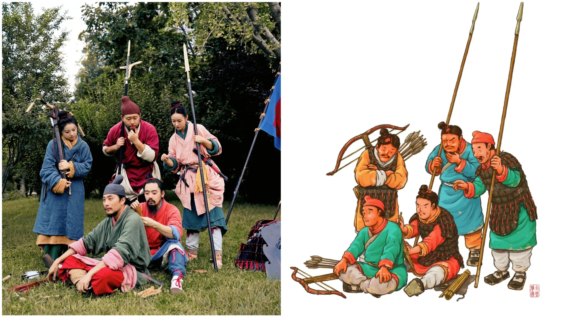 排队写家书的赵国小兵们