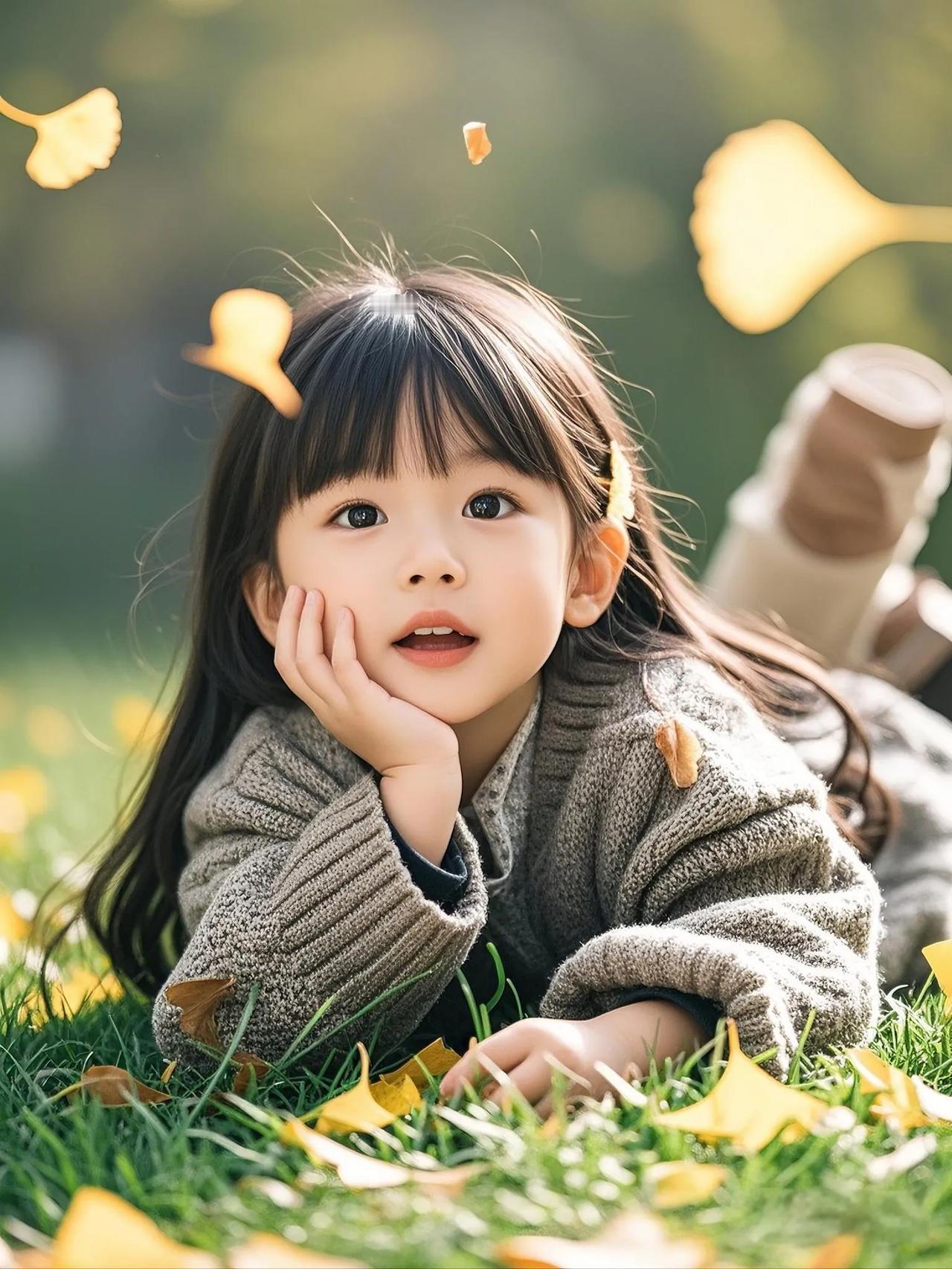 小童独立秋叶间#笑靥如花似锦绣#小妞童话写真# 女童穿搭