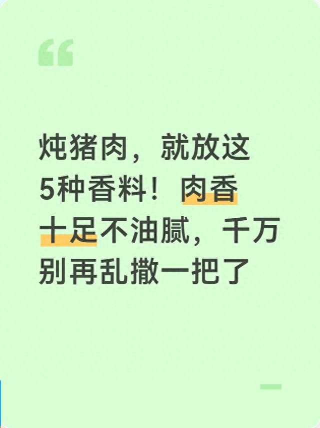 炖猪肉，就放这5种香料！肉香十足不油腻，千万别再乱撒一把了