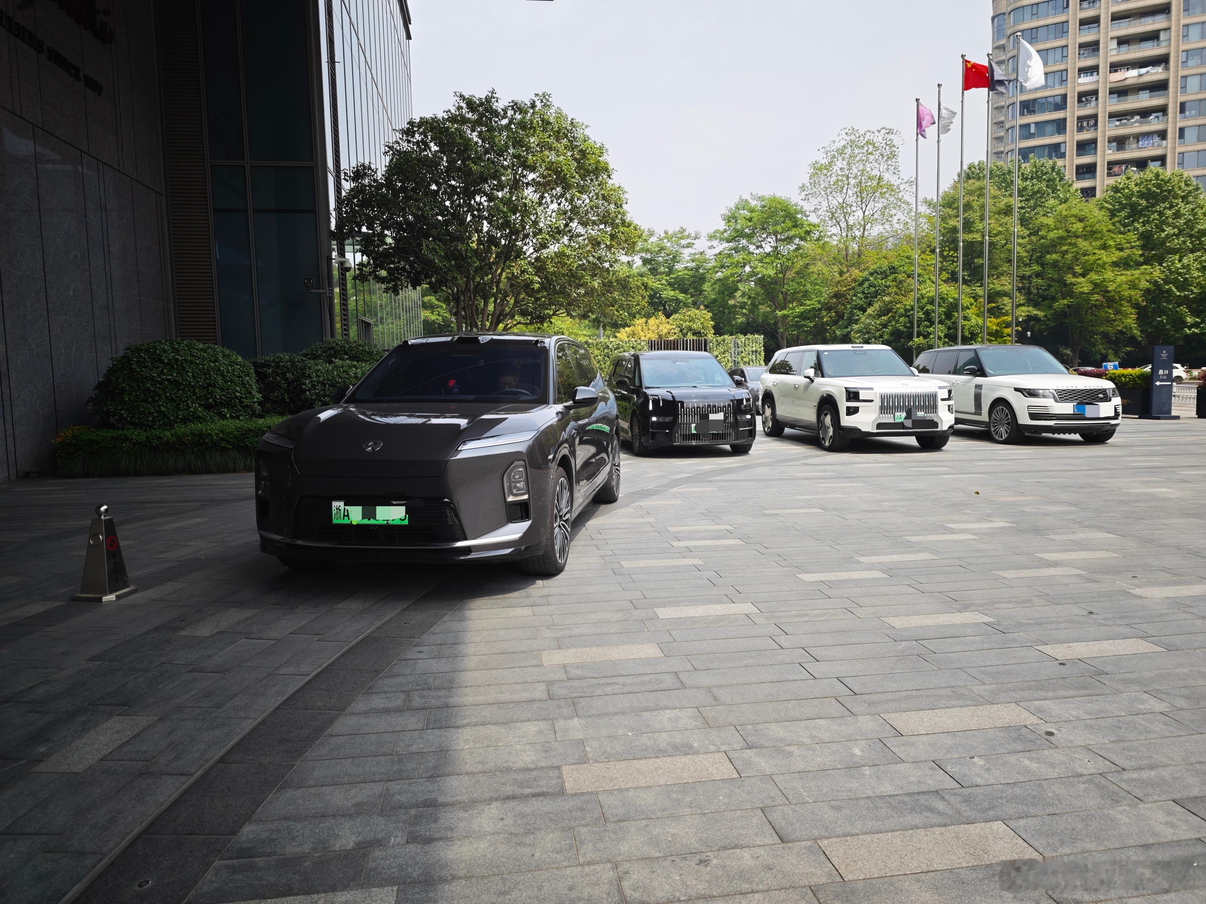 蔚来ES8、极氪009、极氪9X、大揽胜，同框四选一。说真的，现在真正的国产旗舰