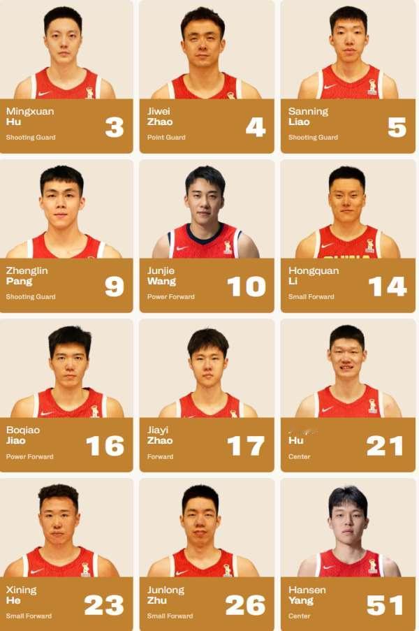 【杨瀚森入选中国男篮名单】 中国男篮12人名单公布 FIBA官网公布了中国男篮世