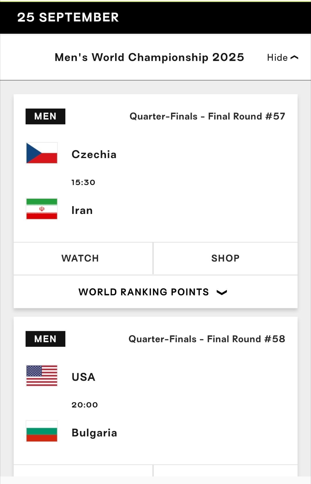 今日男排世锦赛八强赛[无聊]伊朗🇮🇷过了塞尔维亚，今天看看能不能赢捷克🇨?