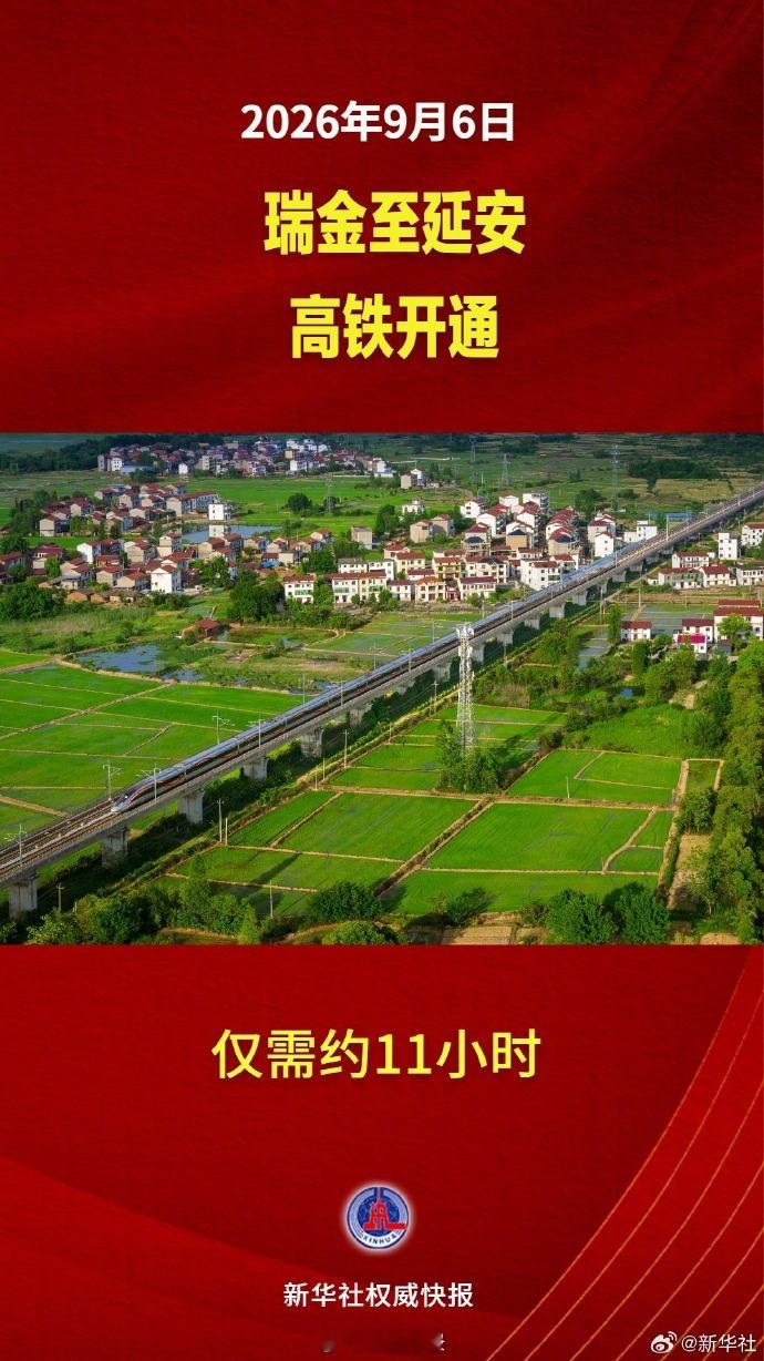 瑞金至延安直达高铁正式开行【瑞金至延安，长征出发地到落脚点高铁直达】9月6日上午