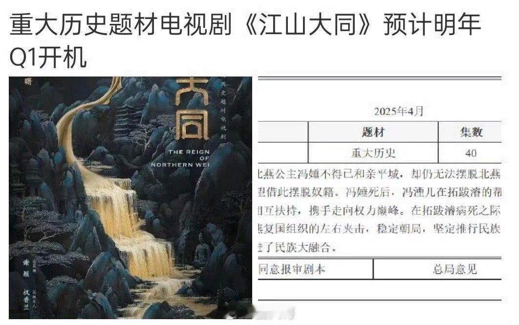 杨幂朱亚文江山大同明年开机哇塞了啊。没想到正剧赛道也被杨幂闯进来了，有电视剧《江