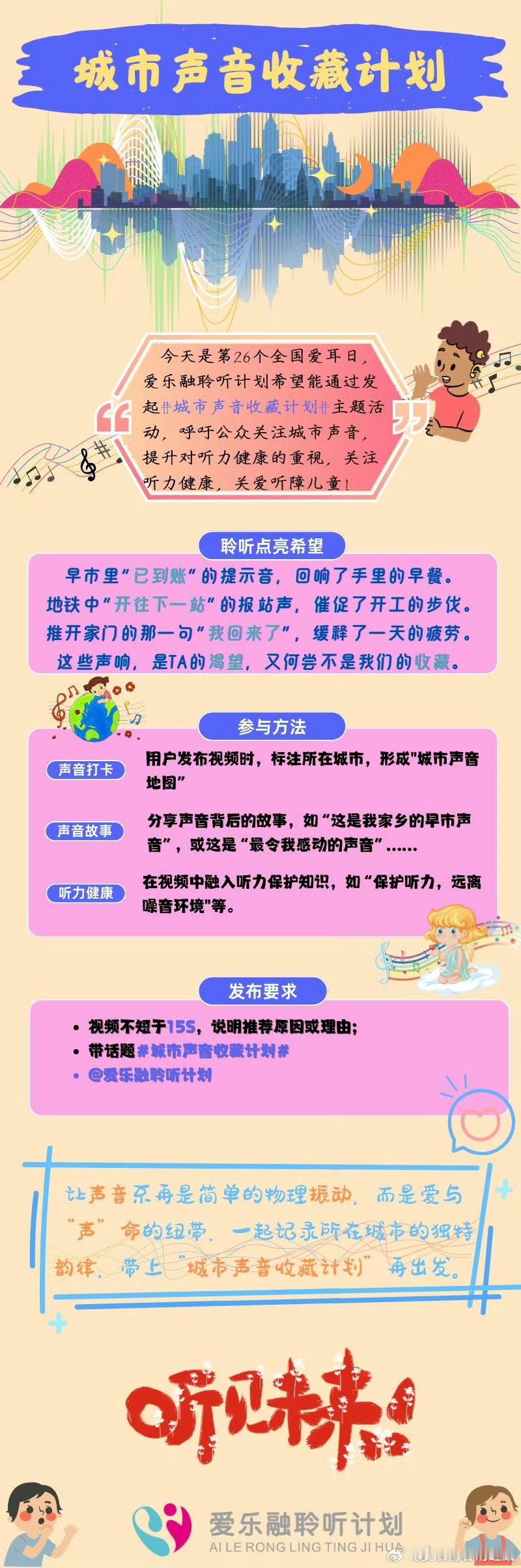城市声音收藏计划  健康素养提升V计划 3月3日爱耳日，听见城市的温度与希望🌆