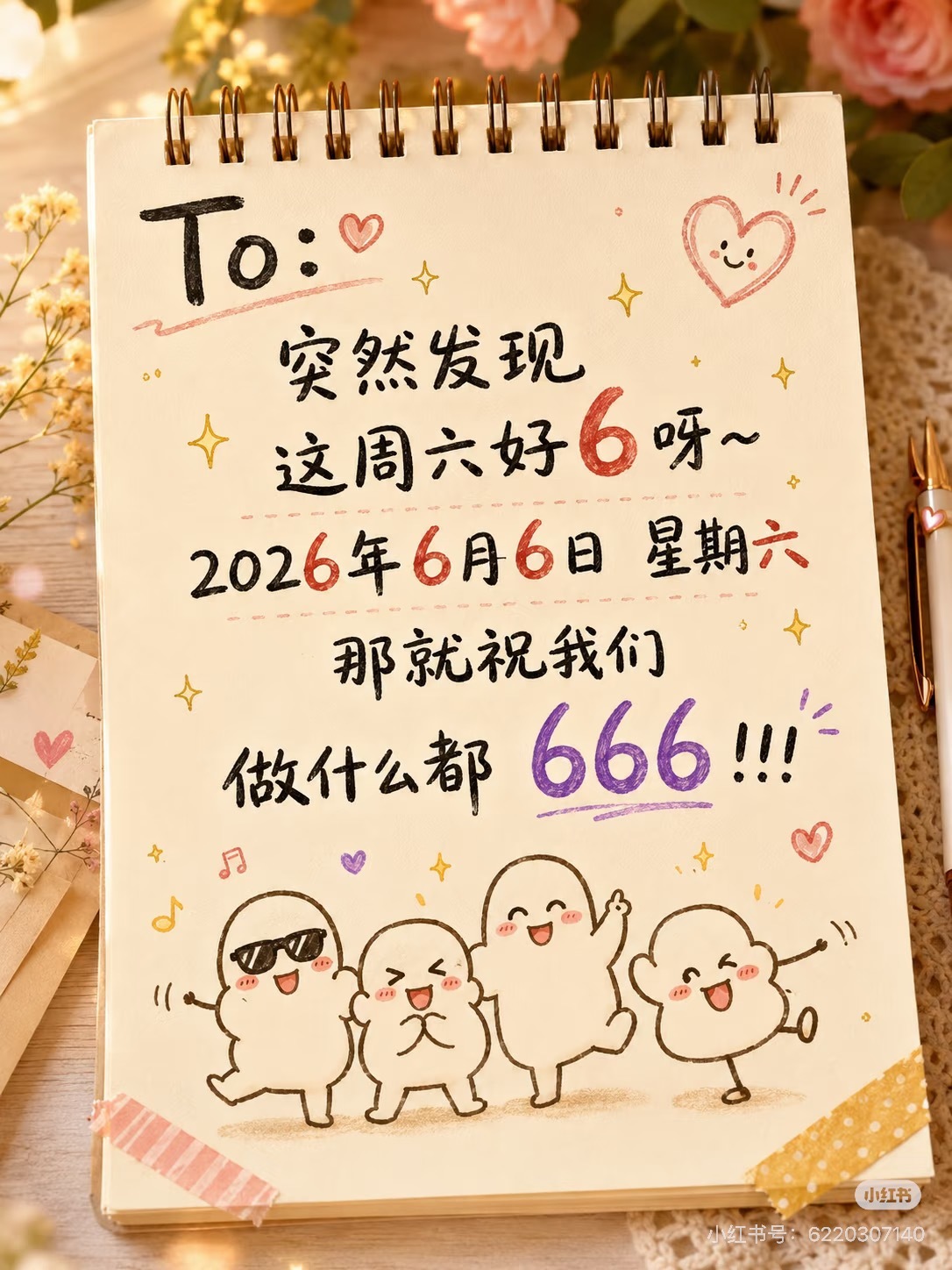 哇！今天是什么神仙日子？2026年6月6日，星期六。月、日、星期，三处巧遇数字6