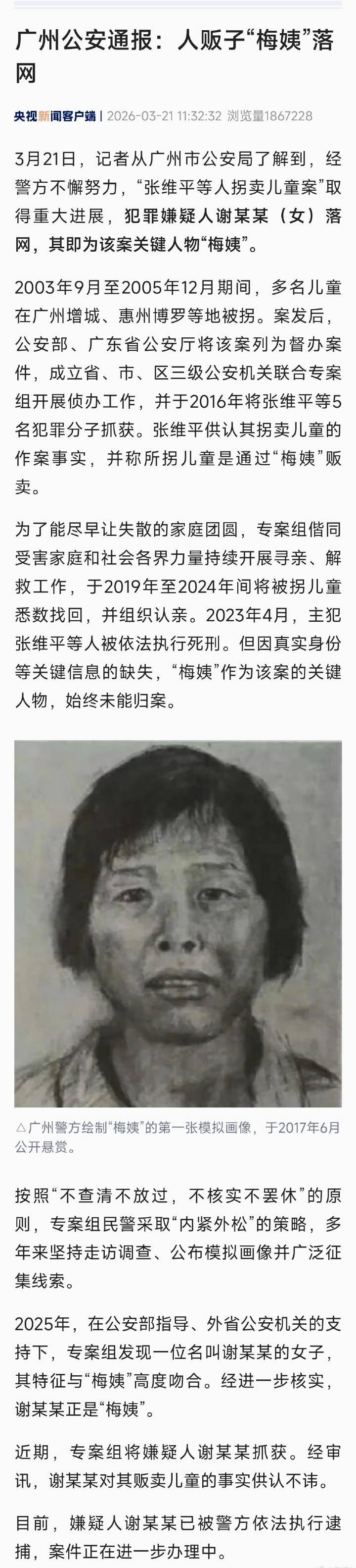 人贩子梅姨终于抓到了 