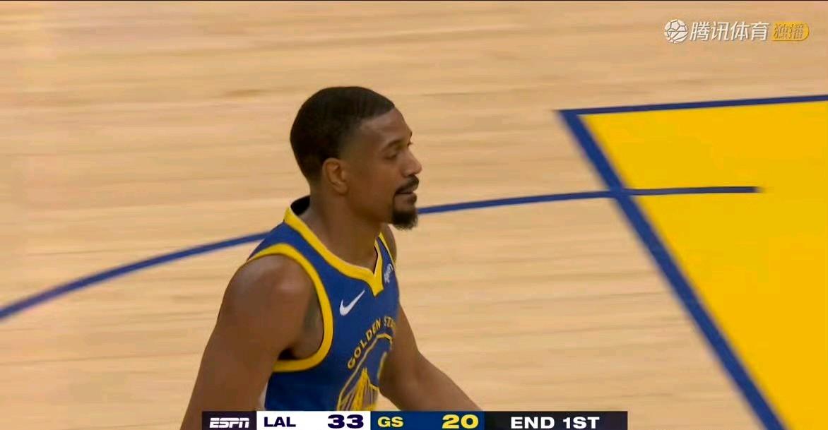 是不是很意外？首节结束，湖人33-20领先勇士。ESPN昨天说湖人胜率只有45%