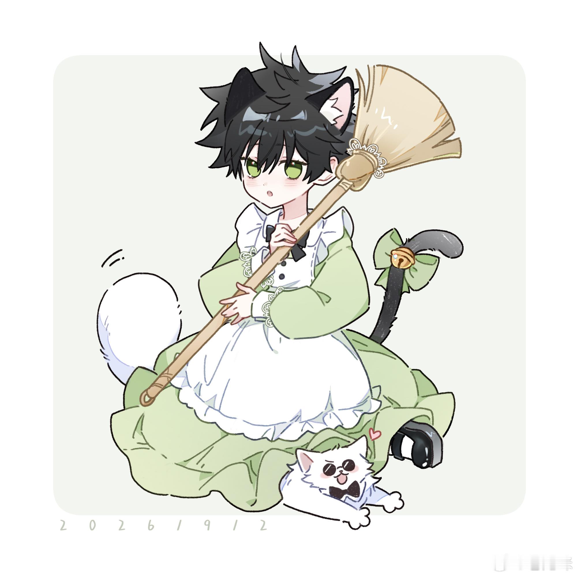 🧹五条喵喵大人家里新上任的🐈‍⬛小女仆咪还不太熟悉五条家的规矩，但是惠咪会努