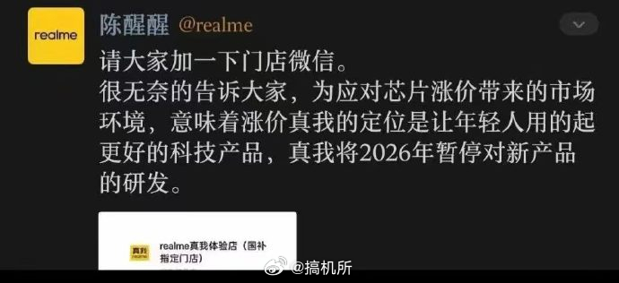 真我 暂停新机研发realme 疑似暂停了 2026 年新品手机的研发了？真的假