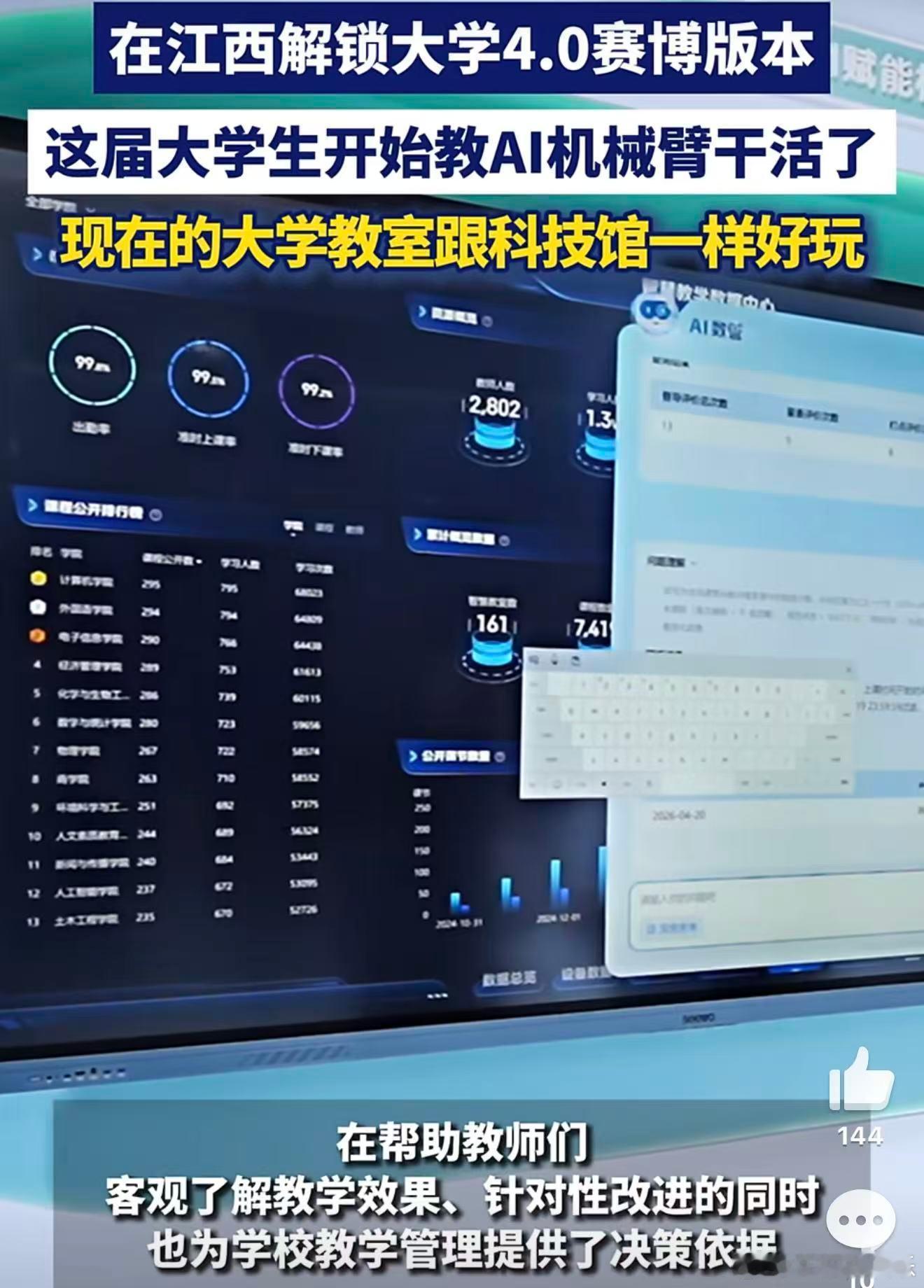 这届大学生开始教机械臂干活了在江西解锁大学4.0赛博版本 很佩服这类院校的教学理
