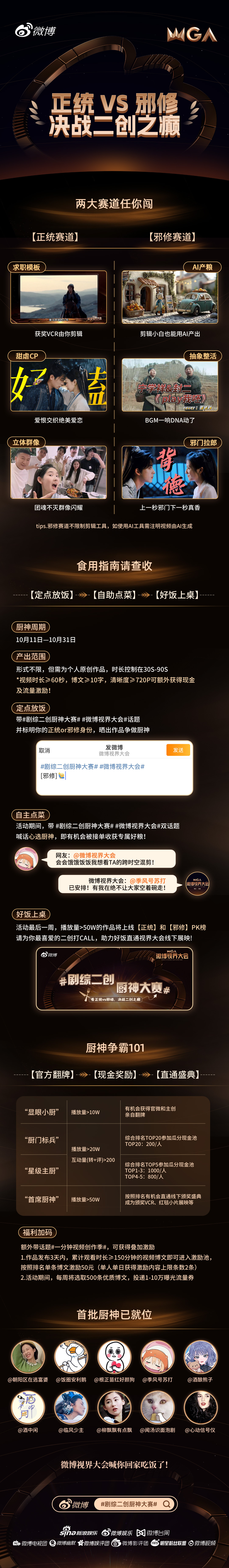 全体注意！剧综二创厨神大赛火热来袭！🔥即日起到10月31日，带剧综二创厨神大赛