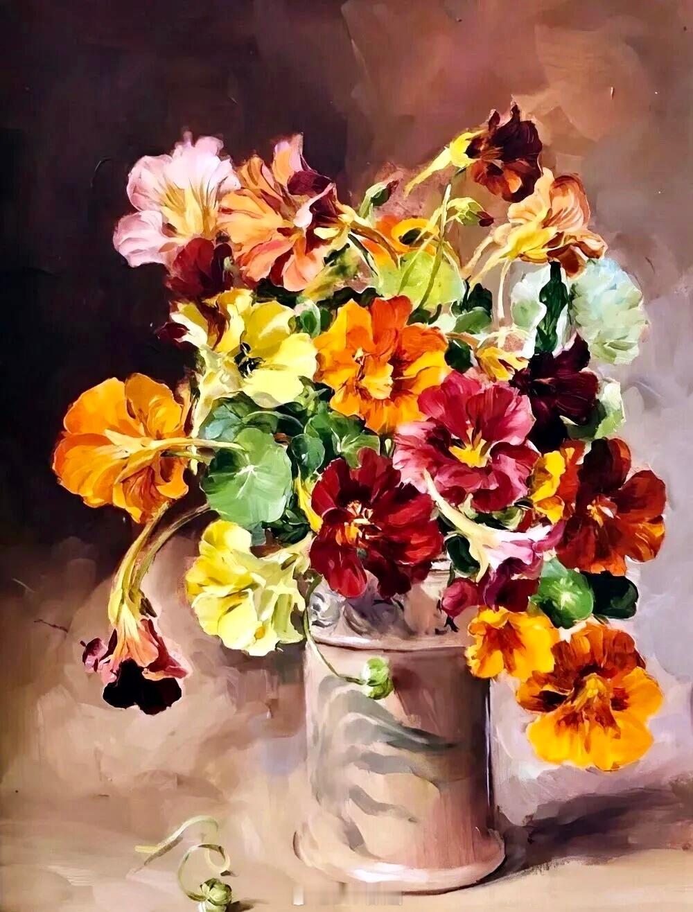 Anne Cotterill是英国著名的花卉静物画家，一生专注于描绘各类花卉。她