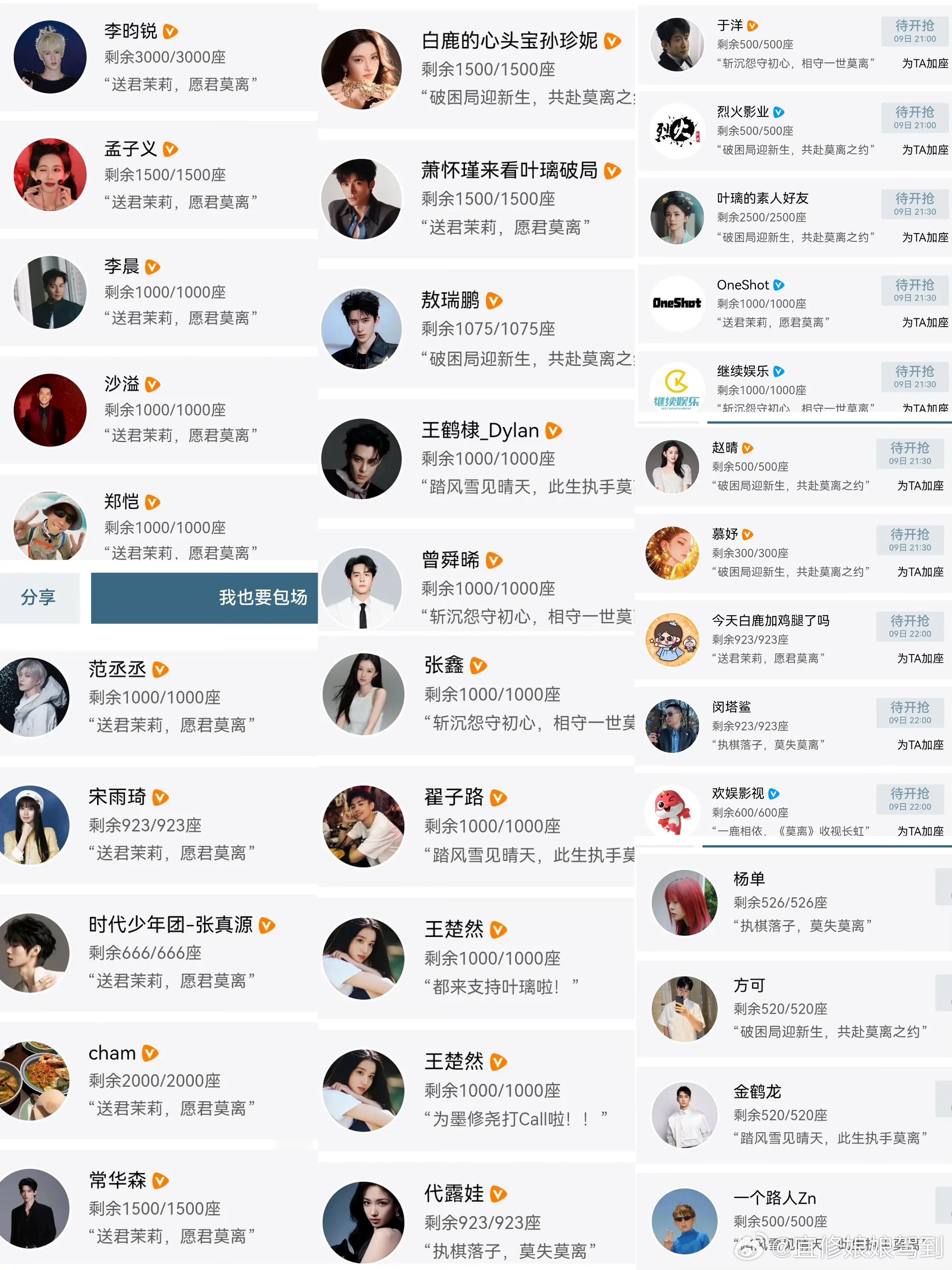 白鹿丞磊莫离人脉《莫离》好多云包场啊！虽然外界纷纷扰扰但是播剧就怕无人关注对吧，