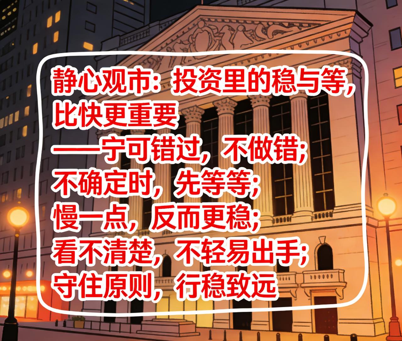 静心观市：投资里的稳与等，比快更重要

——宁可错过，不做错；不确定时，先等等；