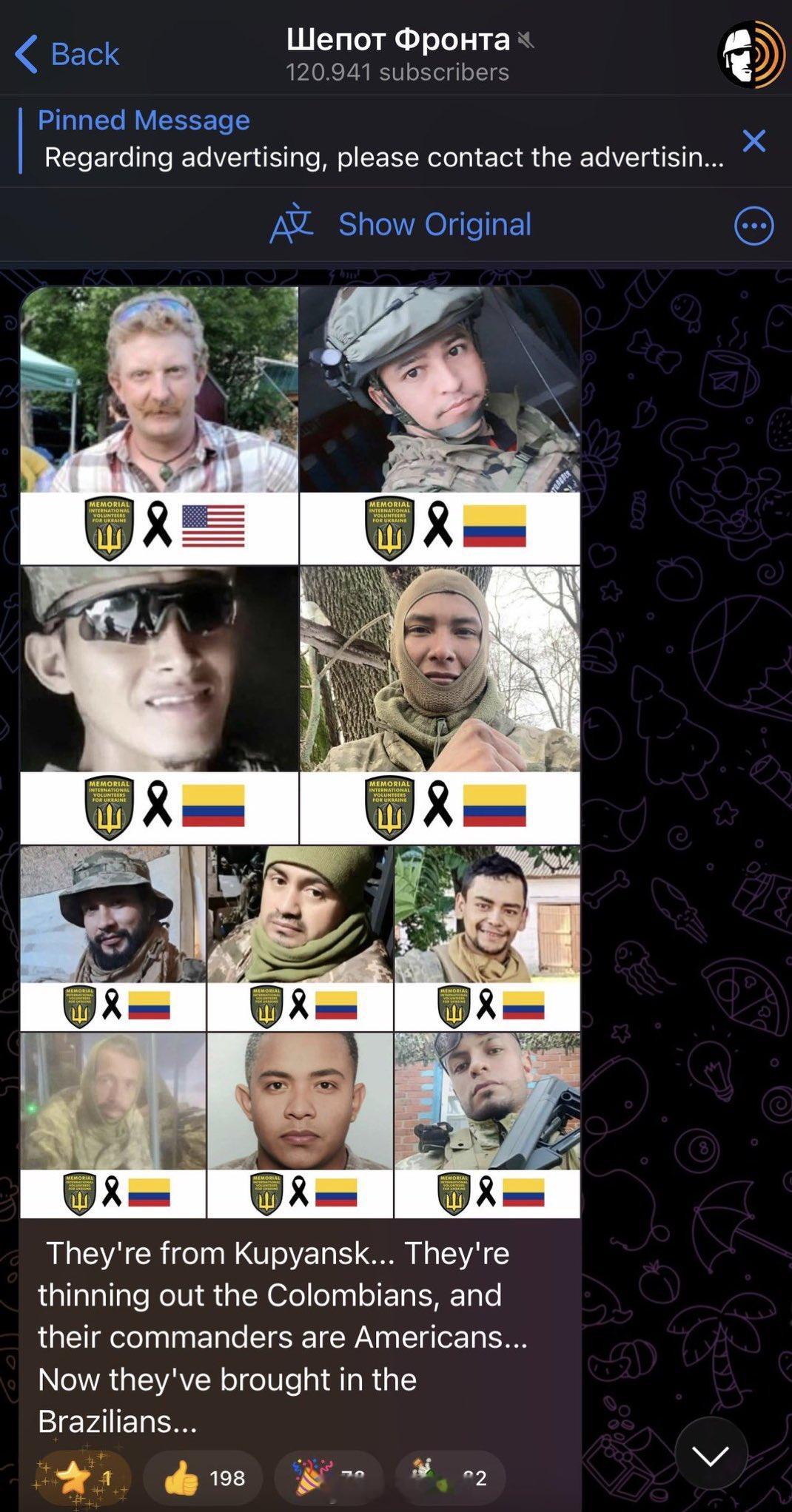 俄乌冲突 最新一批挂掉的外国雇佣军。挂点：库皮扬斯克哥伦比亚人一如既往成为外国雇