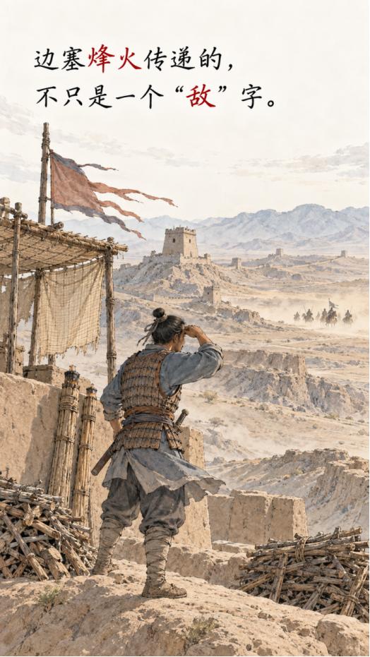 古代边塞烽火竟不是只靠烟火？还有一套烽火密码能传递敌军数量与方位！
 
汉代居延