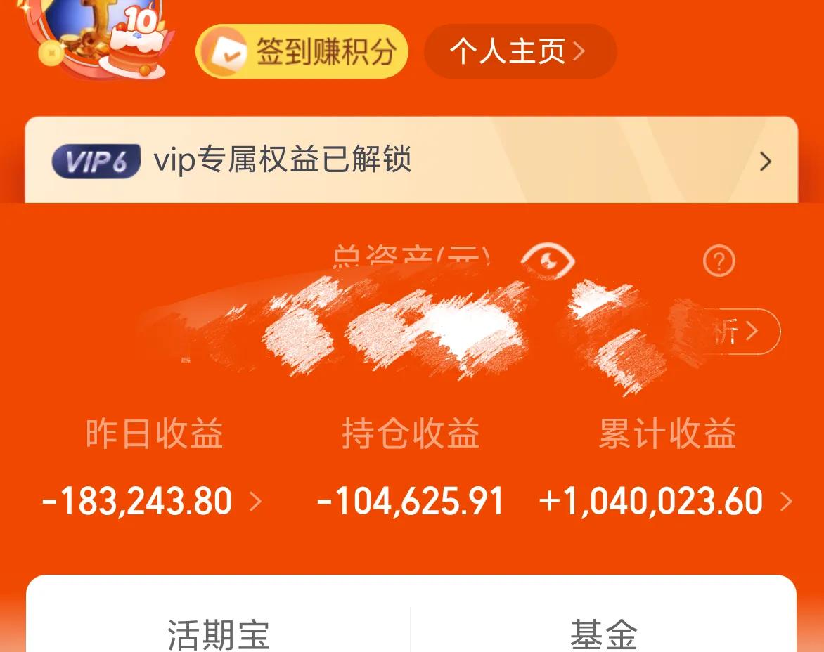 万日长投第2696天，昨天基金收益-18W。昨天无量杀跌，没有杀出恐慌盘，所以如
