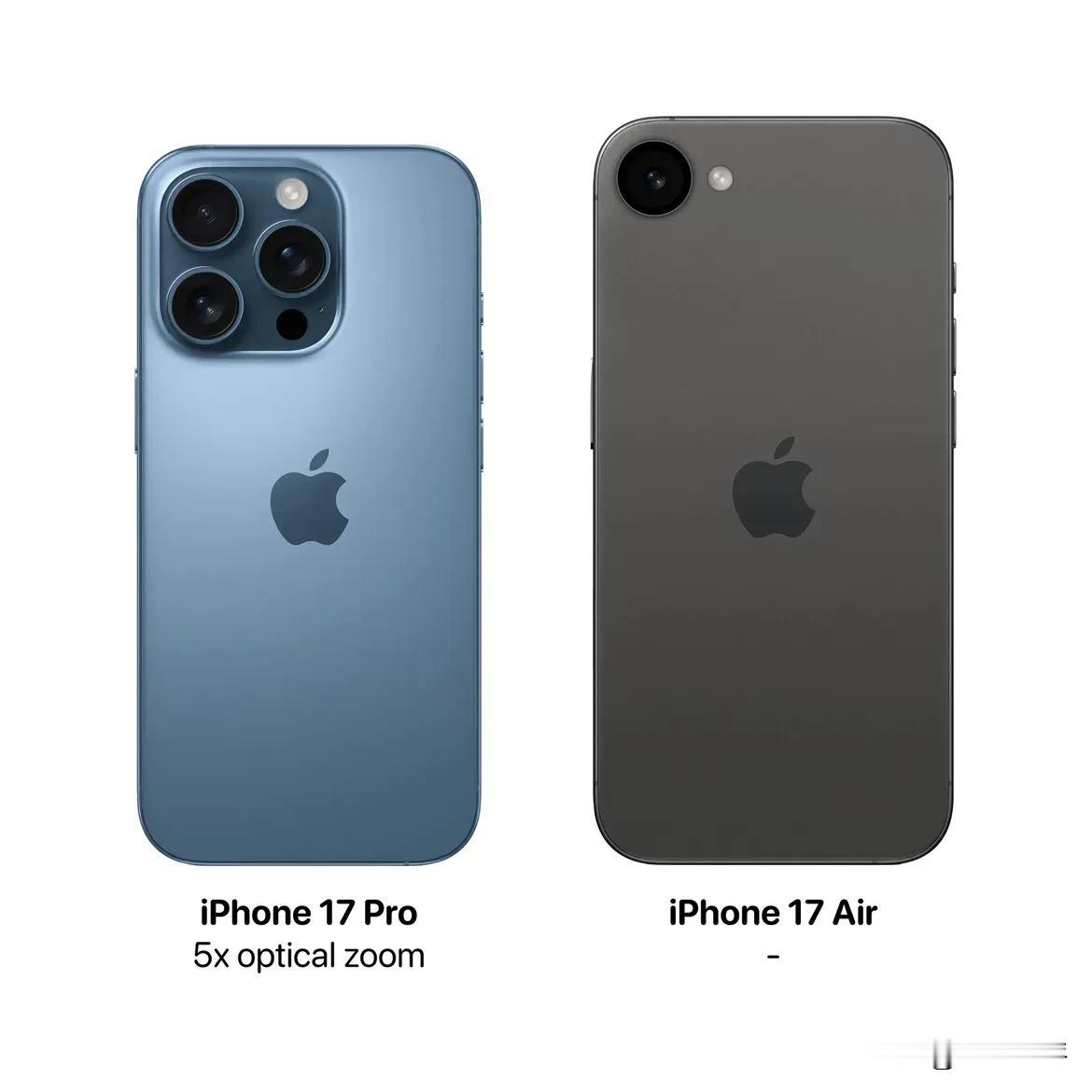 据传，下一代iPhone17 和iPhone17 air也不会配备5倍光学变焦镜