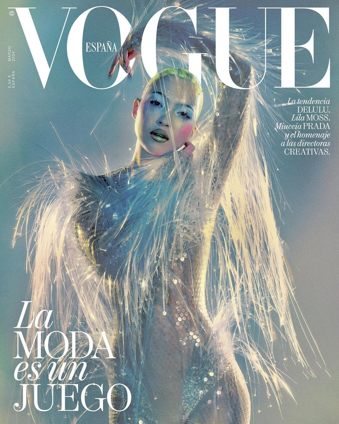 Lila Moss 亮相西班牙Vogue 三月开季刊封面，身穿Mugler 20
