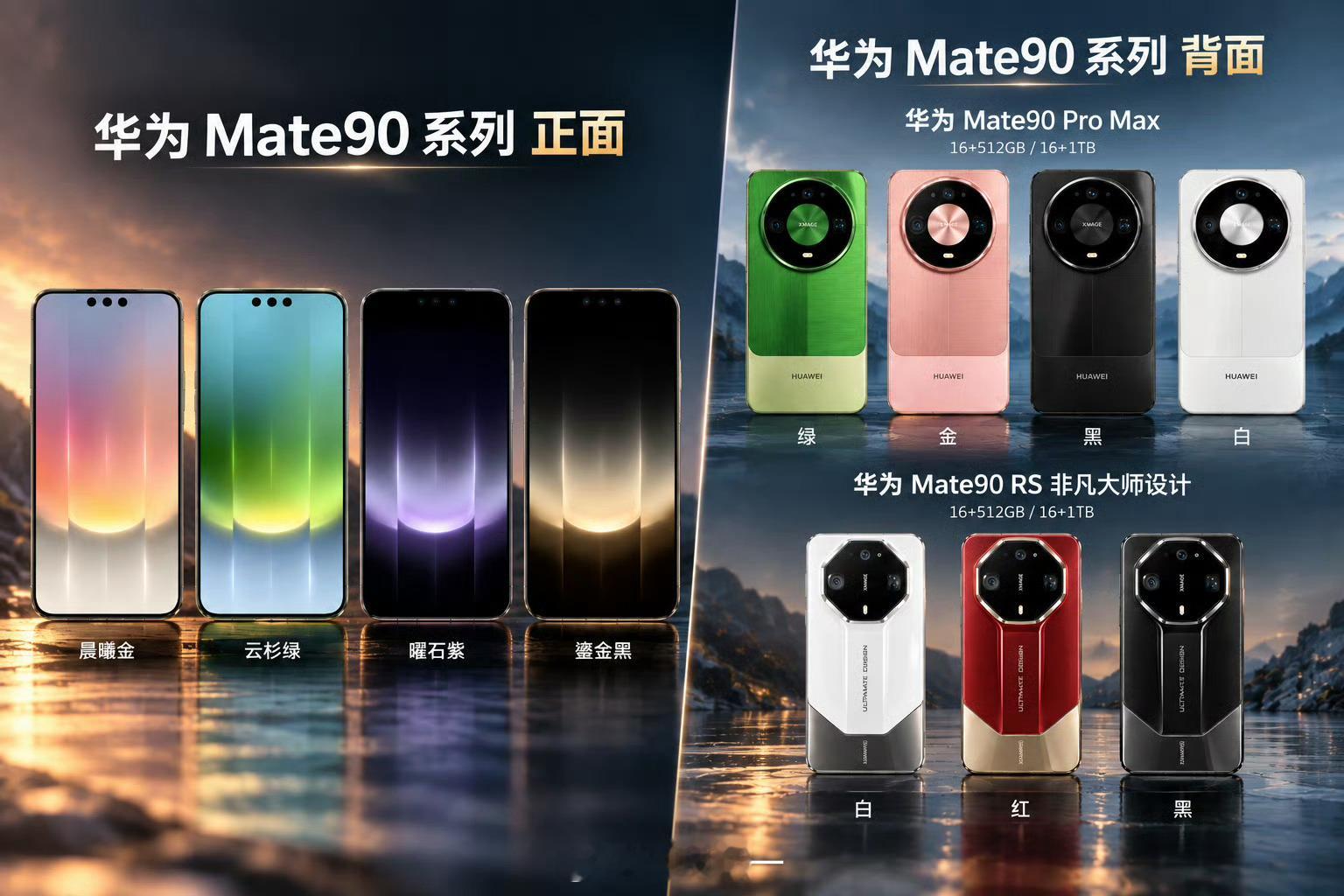 华为Mate90外观曝光！满分10分，大家给打几分？（个人比较喜欢红色非凡大师那