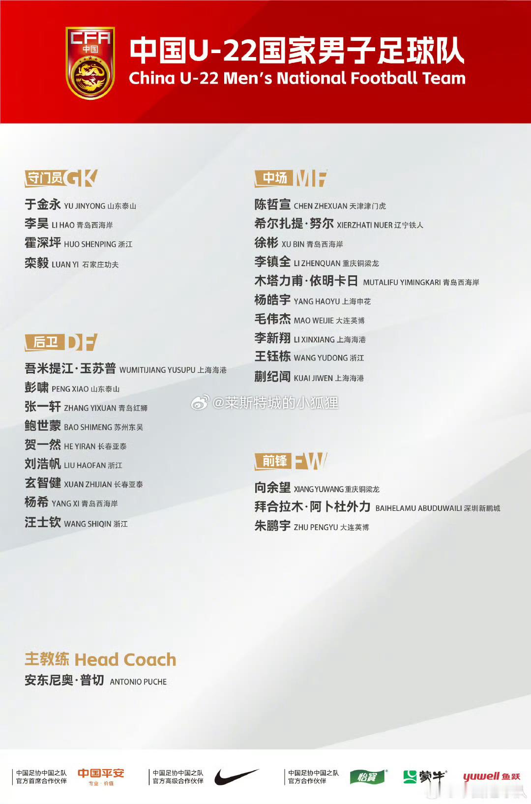U23亚洲杯预选赛 中国U23大名单出炉🔥王钰栋、拜合拉木入选热点解读国足世预