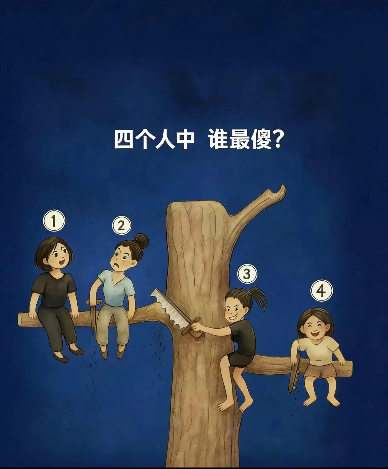 这四个人中，你看出谁最“傻”有知道的吗？