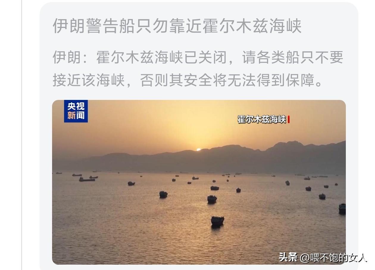 夜已深，此时此刻，我感觉内塔尼亚胡在偷着乐呢？[笑哭]因为霍尔木兹海峡已关闭，这