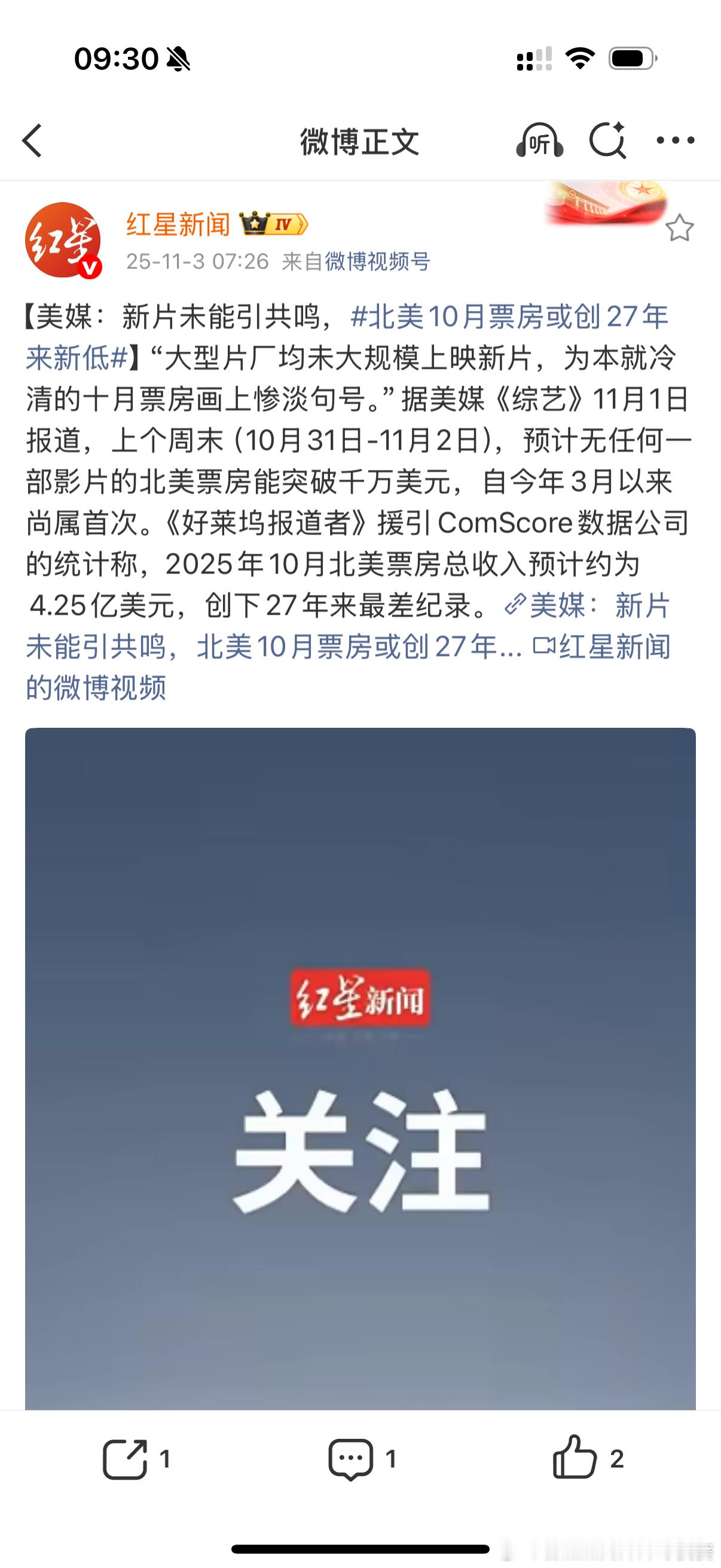 北美10月票房或创27年来新低这个新闻其实很值得关注。二十多年前，好莱坞大片横扫