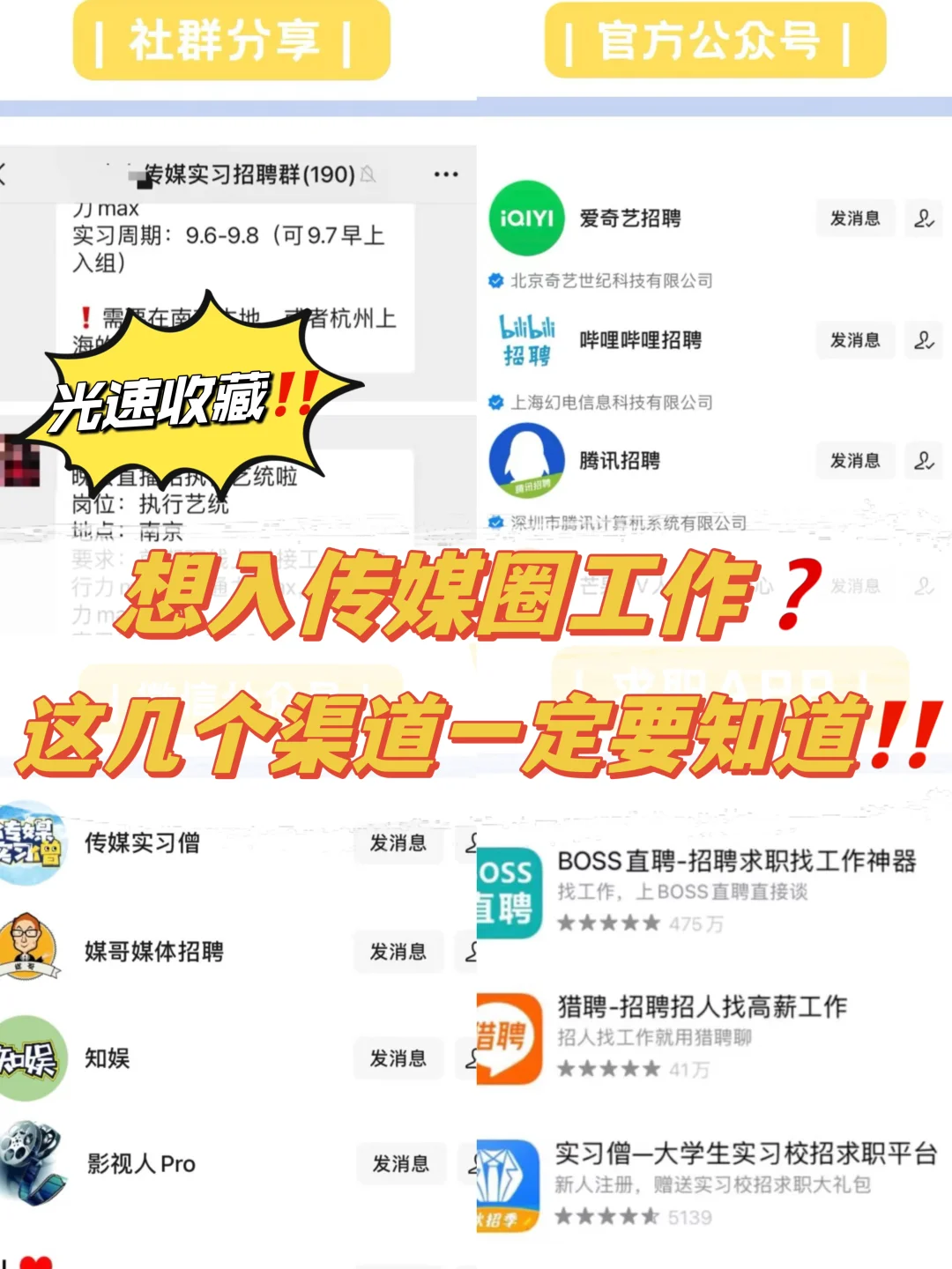 入行传媒圈的渠道都在这里了‼️