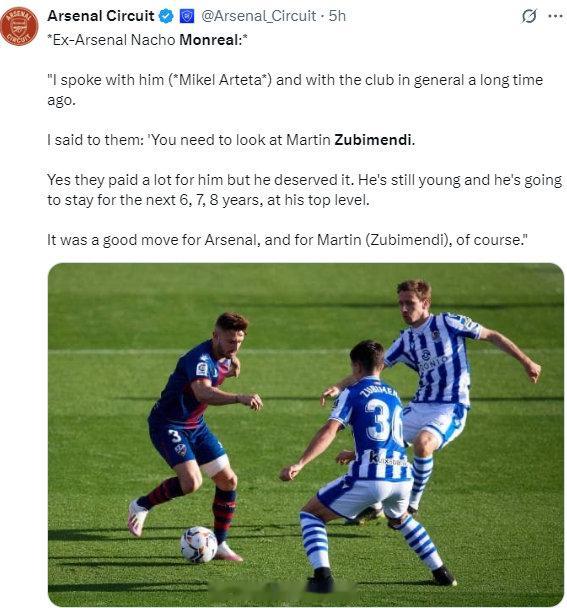 蒙雷亚尔曾与祖比门迪在皇社的更衣室共事，并立即看出他完全具备在英超联赛即插即用的