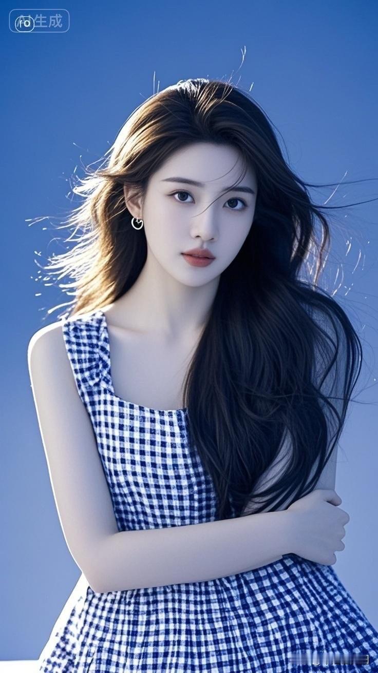 梦幻蓝调少女，温柔似水，美得窒息！💙🌸