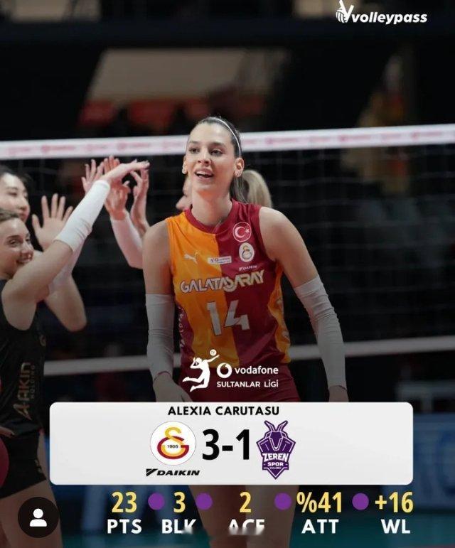 女排土耳其女排超级联赛 R23，加拉塔萨雷3-1泽仁体育