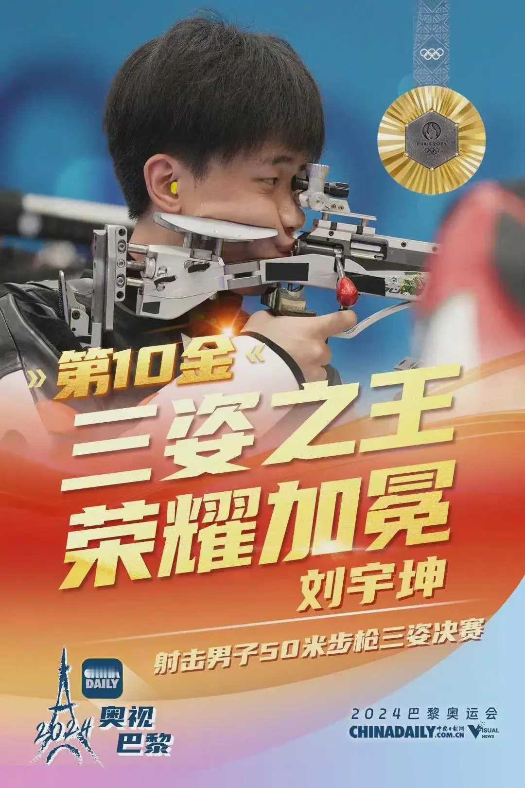 #刘宇坤50米步枪三姿金牌#好棒 脸上看的见的努力[哇] ​​​