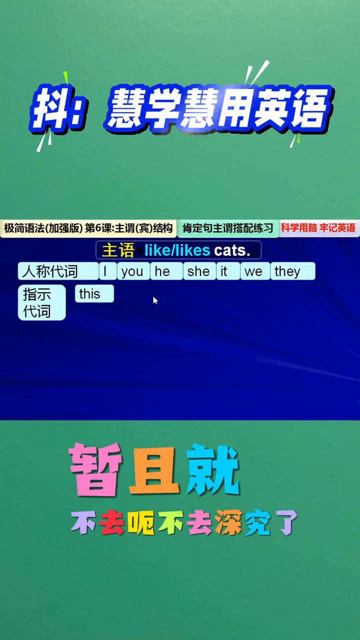 肯定句主谓搭配练习。
慧学慧用英语。
到底是动员还是动s？只练习这个就可以了，与