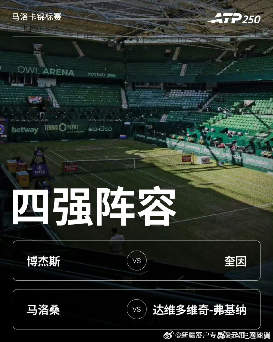 ATP250🇪🇸马洛卡锦标赛四强4️⃣对阵：🔥🇵🇹博杰斯vs奎因🇺?