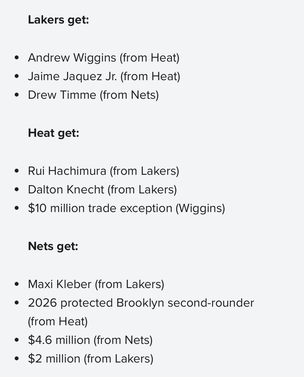 Bleacher Report记者Eric Pincus模拟湖人、热火、篮网三方