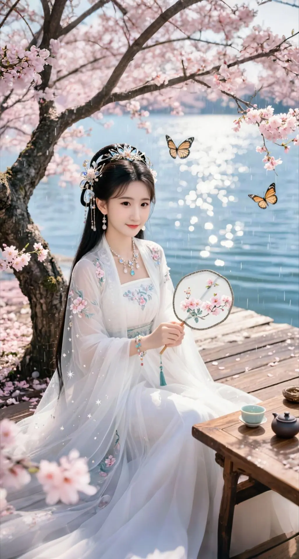 AI扩图 AI林间桃花随拍