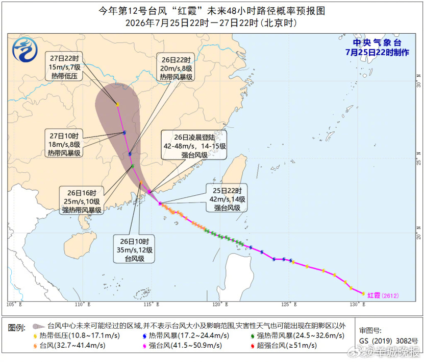 #红霞登陆##红霞已加强为强台风级#【#中央气象台发布台风红色预警#】中央气象台