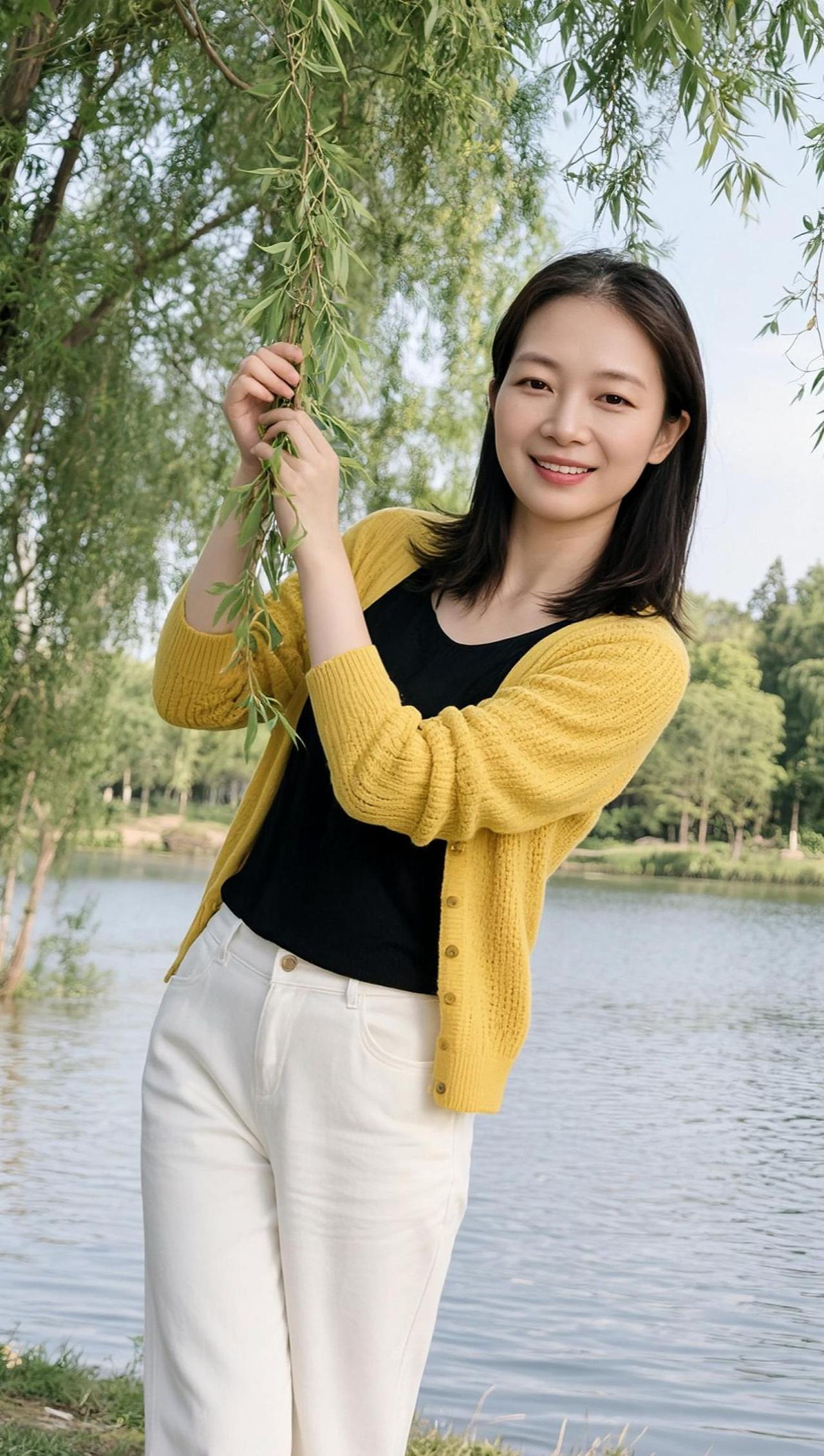 AI湖畔清新照 穿搭分享气质美女乡村生活 我要上热门🔥