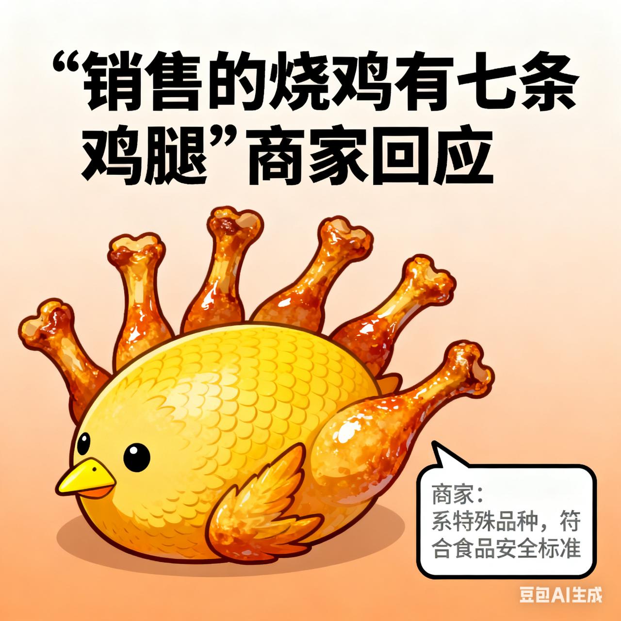 河南一游客买的道口烧鸡竟有7支鸡腿，这事在网上可火了。涉事门店负责人解释，店里产