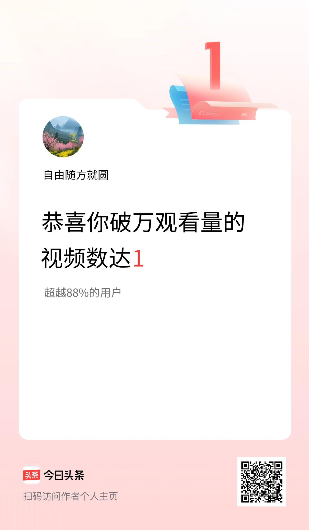 我在头条有1条视频播放量破万了！