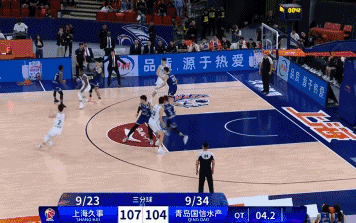 王睿泽神奇三分，帮助青岛追至107-107平，双方进入第二个加时。
北京时间10